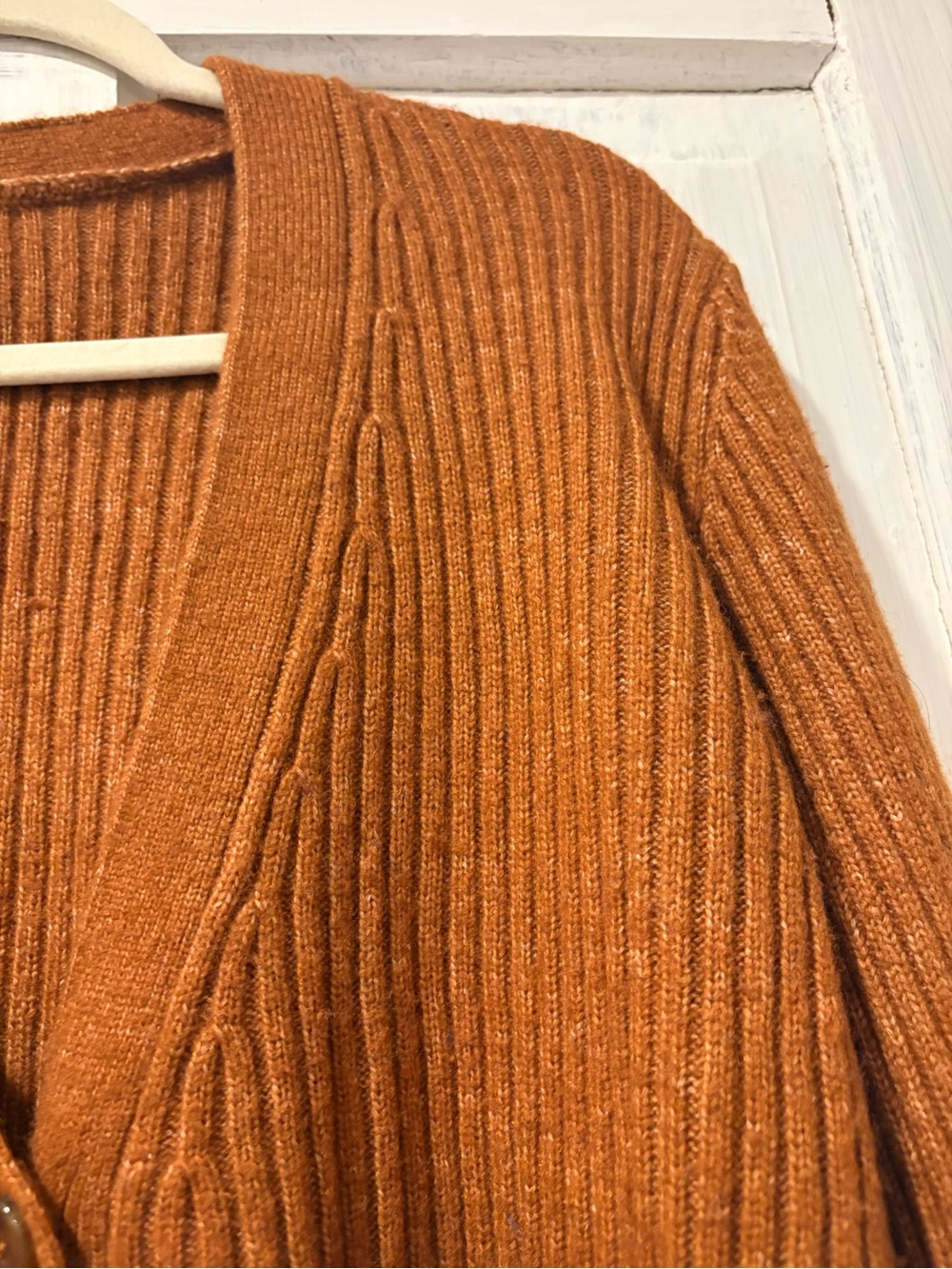 Alex Marie Rust Orange Ribbed Button-Front Cardigan - Picture 2 of 3